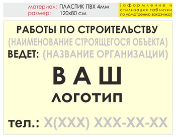 Информационный щит "работы по строительству" (пластик, 120х90 см) t07 - Охрана труда на строительных площадках - Информационные щиты - Магазин охраны труда Протекторшоп